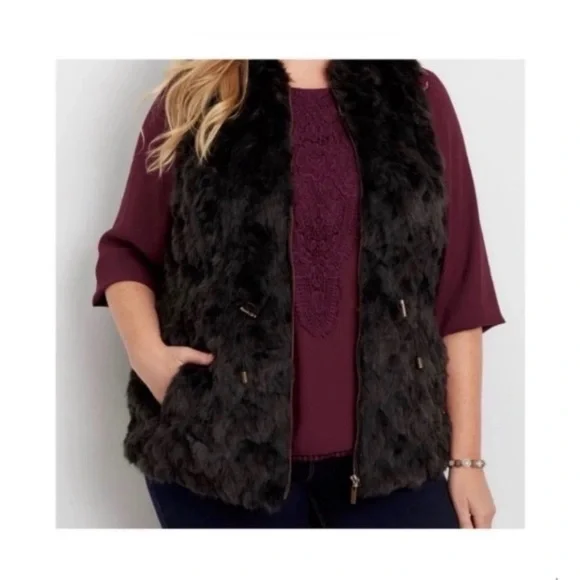 MAURICES Black Faux Fur Vest
